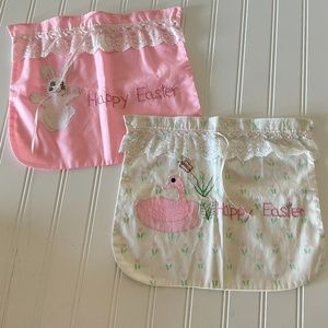 VTG 2 ADORABLE HANDMADE EMBROIDERED EASTER BAGS